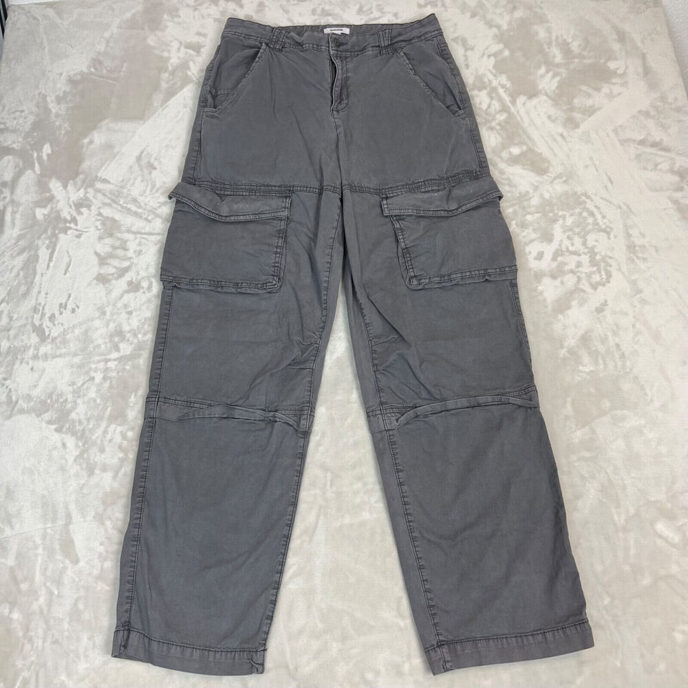 Y2K Garage Pants Juniors 9 Gray Cargo Wide Leg Baggy High Rise Streetwear Casual